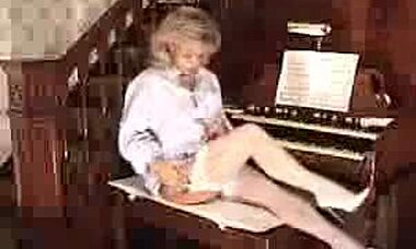 Seductive milf in white lingerie teases and pleasures herself with intense solo play