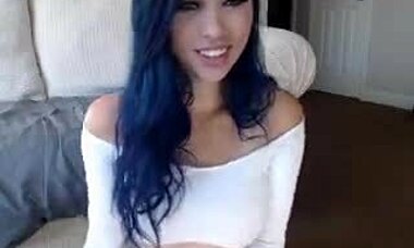 watch this dyed hair girlfriend tease with underboob and dildo on webcam?