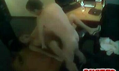 Office stud bangs hot secretary on desk