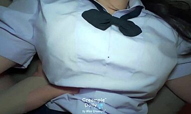 Thai student gets creampied in wild bedroom cowgirl action. So tight! 😍