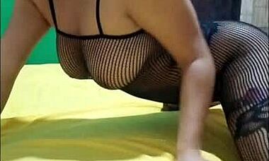 Stepsister In Lingerie Dances Seductively On Bed, Tight Vagina On Display