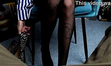 Eva, sexy boss, fucked by subordinate with buttplug and condom