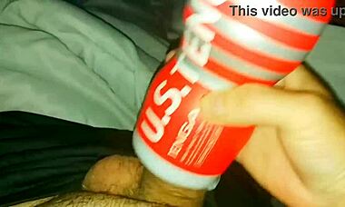 Caught celebrity Cory Bernstein edging his big dick into a sex toy before busting a huge cumshot in this homemade gay sex tape