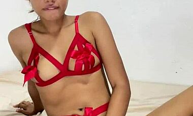 fucking my tight pussy with a dildo