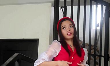 Petite Brunette Uses Purple Dildo Right After School for Double Orgasms