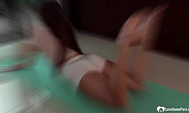 Teacher plays around with her wet cunt!