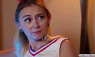 Blonde Cheerleaders Lick and Toy Each Other's Pussies