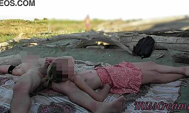 French teacher gives blowjob on nude beach to stranger, cumshot in public