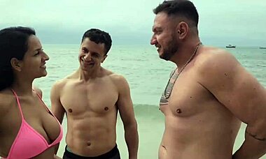 Wow! Hooked Up with Two Hunks on the Beach!