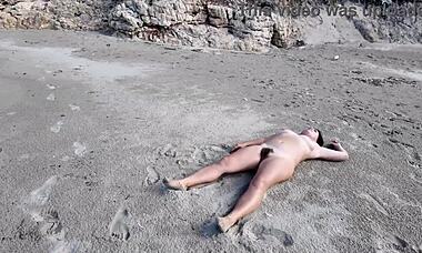 Stranger Fucking Hairy Nudist Brunette on Public Beach