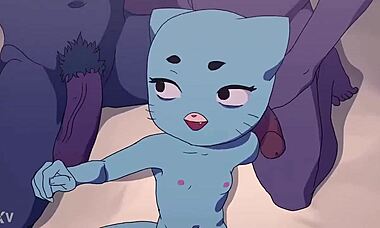 nicole watterson called over friends for a wild hentai deepthroat party. things got crazy with big cocks!