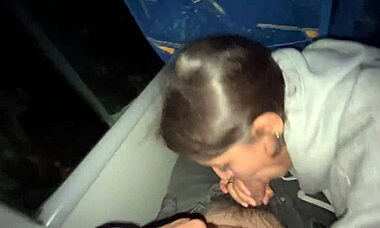 she sucked off a random passenger on a real bus, he spilled in her mouth