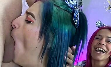 Latinas Force Cocks Down Throats, Spitting And Drooling