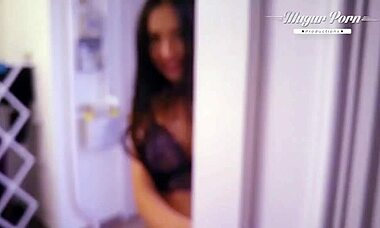 Lovely babe Sasha Rose deepthroats big cock then rides cowgirl