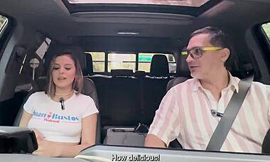 Melanie Caceres, the Colombian babe, rides Juanbustos’ fuckmachine across the city. She squirts everywhere in her miniskirt!