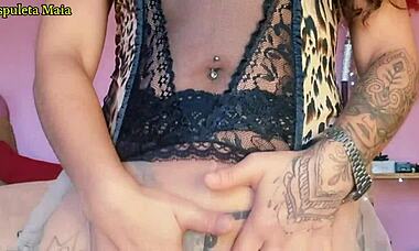 beautiful brunette shows off in lingerie while dancing solo