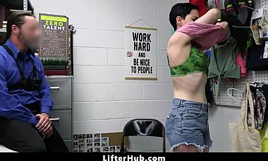 Officer catches teen stealing vibrator and fucks her.