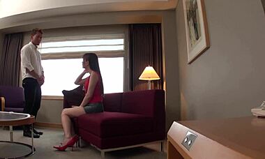 Tall Japanese college student in secret model audition with curvy figure