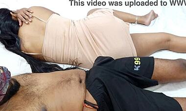 Haryanvi stepmom shares hotel bed with stepson in intense fucking