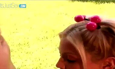 i saw this adorable blonde teen fingering and blowing a huge cock in the park