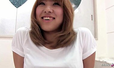 Hey, watch this shy Japanese step-sister get her first creampie fuck! 😳