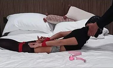 preview platform heels and pantyhose fucking and sucking bondage action ball gag dildo real orgasm cumshot