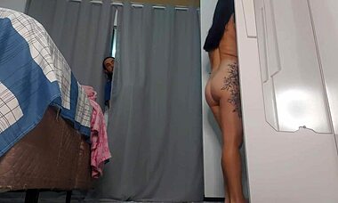 I wanted to see my stepdaughta naked, but she caught me masturbatin behind the curtain.