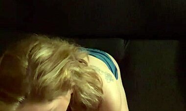 Hey, that horny milf is sucking her hubby's big cock and swallowing a huge cumshot