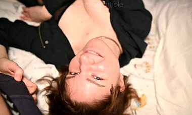 Young girlfriend experiences cum on face for first time in dorm bondage with roommate