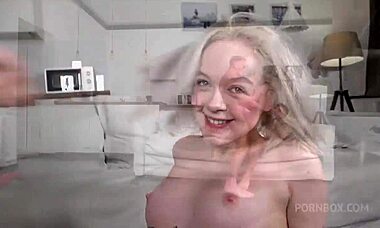 gorgeous blonde teen eva barbie battles two massive cocks in wild group fun