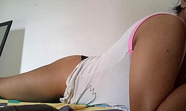 puta latina wakes up with wet panties smelling of pussy and gets horny to masturbate