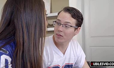 Petite Brunette Avi Love Gets Fingered and Fucked Doggystyle with Big Cock