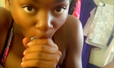 Watch This Ebony Teen Suck That Big Black Cock At The Movies!