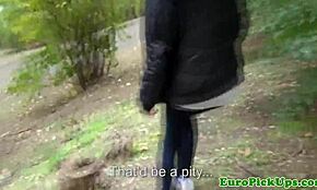 hey, wanna see this euro slut flashing for cash in public?