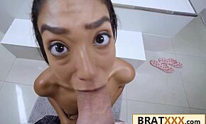 Tiny 18+ Latina devil huge white cock seduce करती है