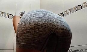 Spying On My Beautiful Step Cleaning Bathroom With Creampie Action