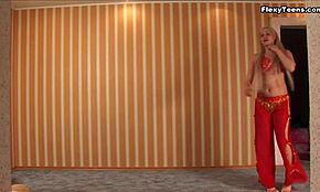 Wow, regarde cette incroyable ado russe flexible 18+ Irina Pisulkina montrer des mouvements de gymnaste fous avec étirement de chatte sauvage ! 😍